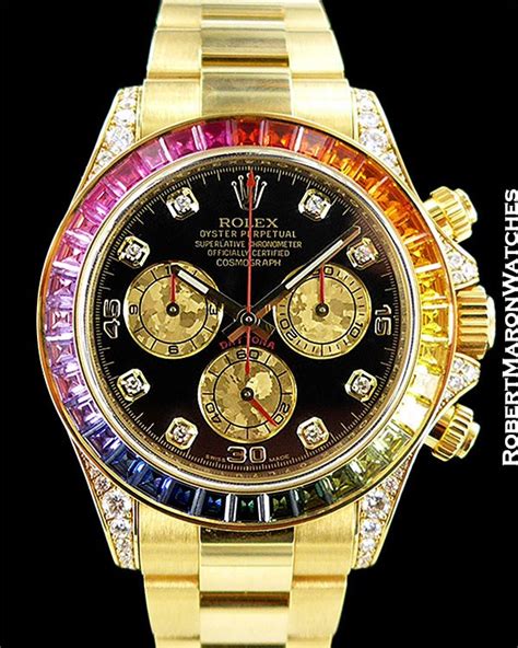 rolex daytona 116598-rbow black diamond multi-colored sapphire rainbow|Rolex daytona diamonds.